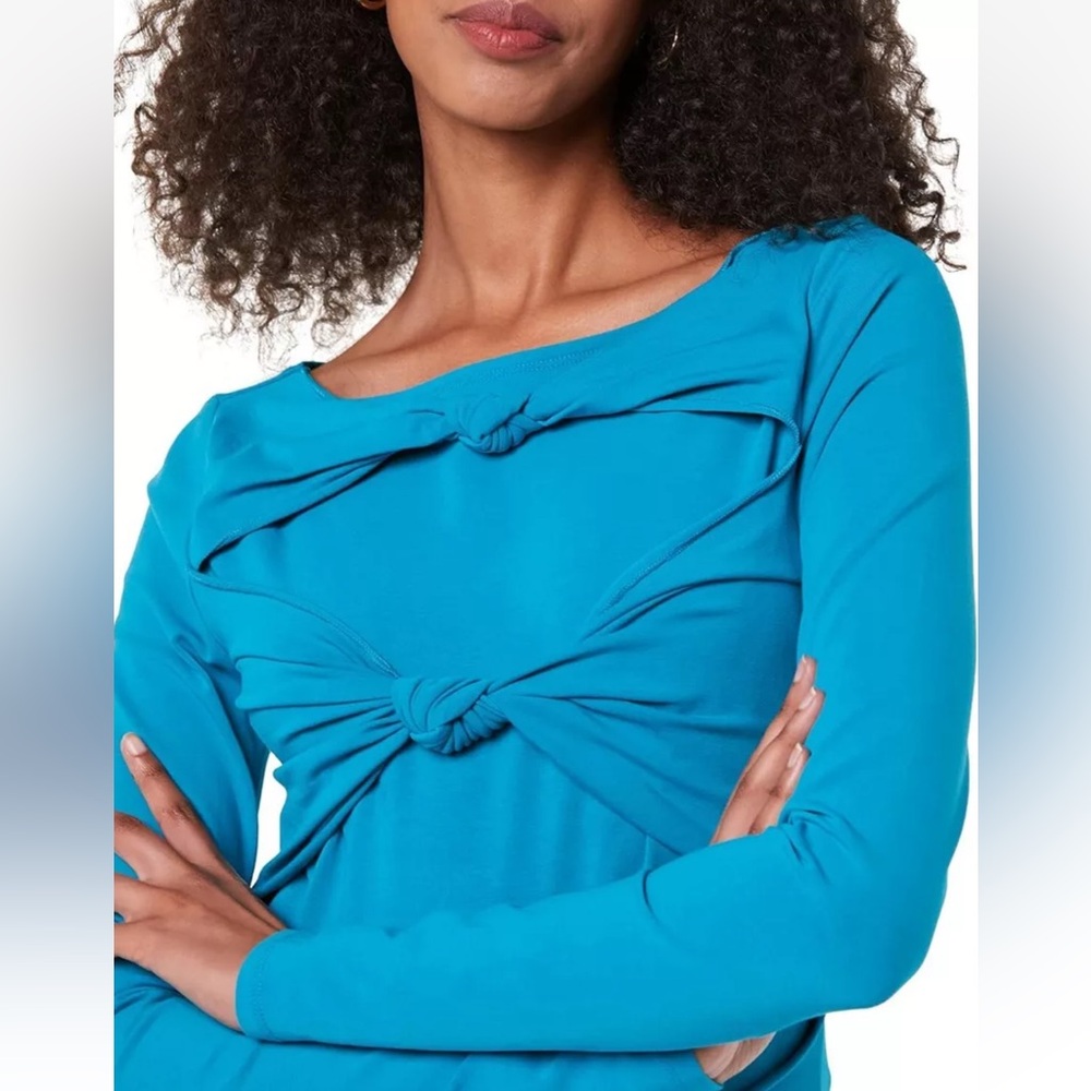 Women’s Long Sleeve Top Twist Front Long Sleeve Blue New Size Small
